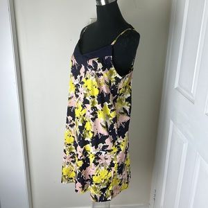 Jolie Navy Rose Yellow Slip Cami Shift Dress Size XL